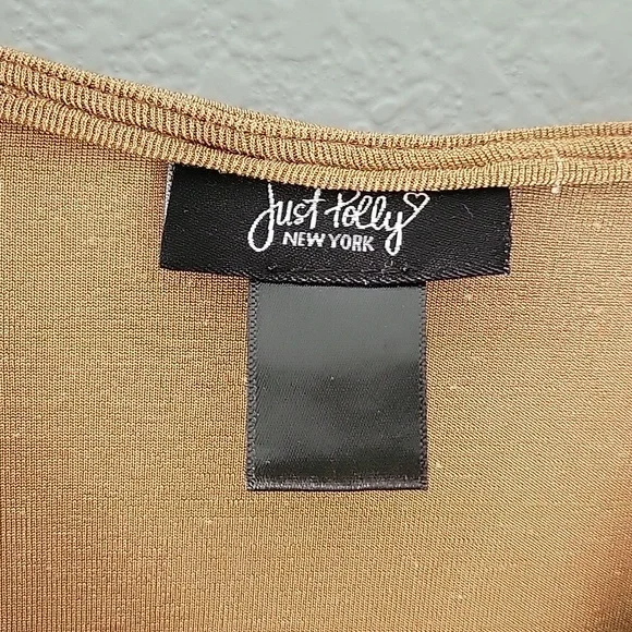 Just Polly NY Shiny tan slinky top ✨️ - Picture 2 of 5